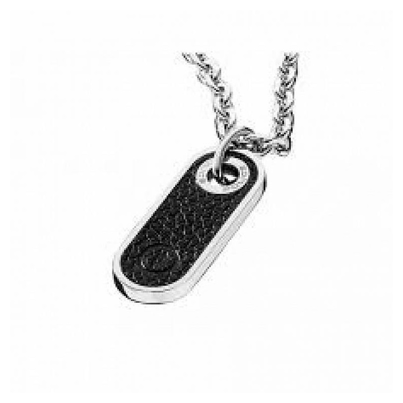 Collier Homme Police Argent et Noir PJ25518PSS01