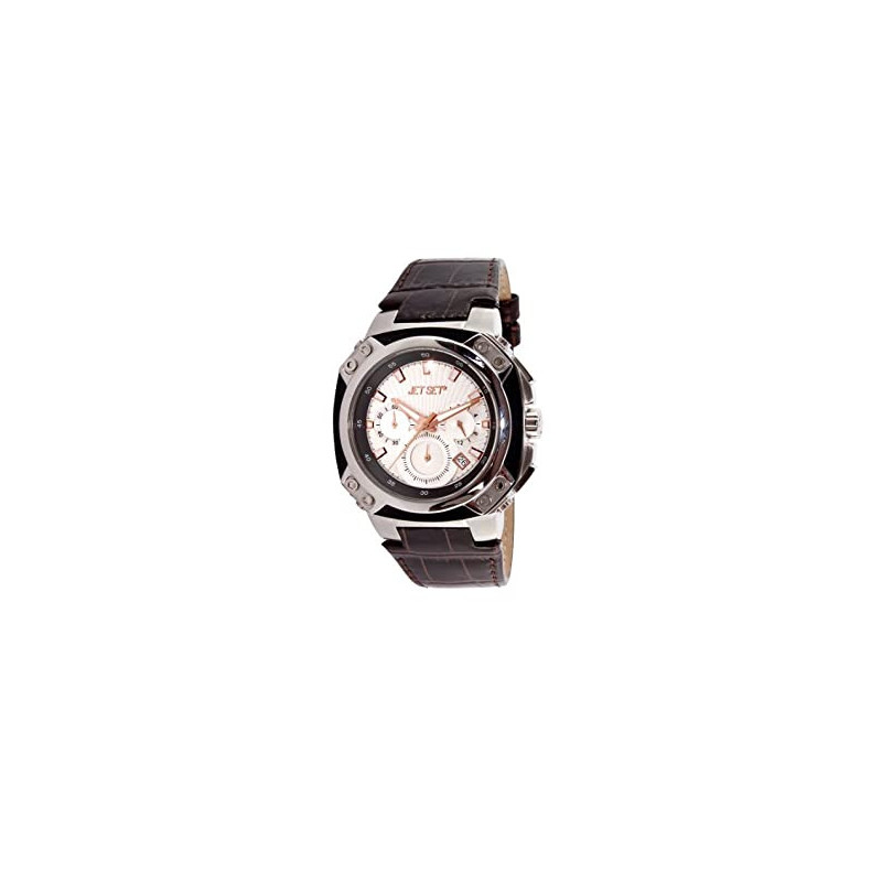Montre chronographe cuir marron carrée JET SET J64113-636