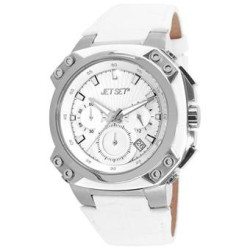 Montre chronographe cuir blanc carrée JET SET J64113-631