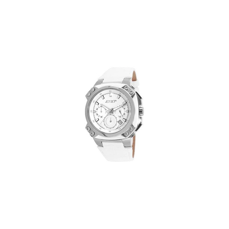 Montre chronographe cuir blanc carrée JET SET J64113-631