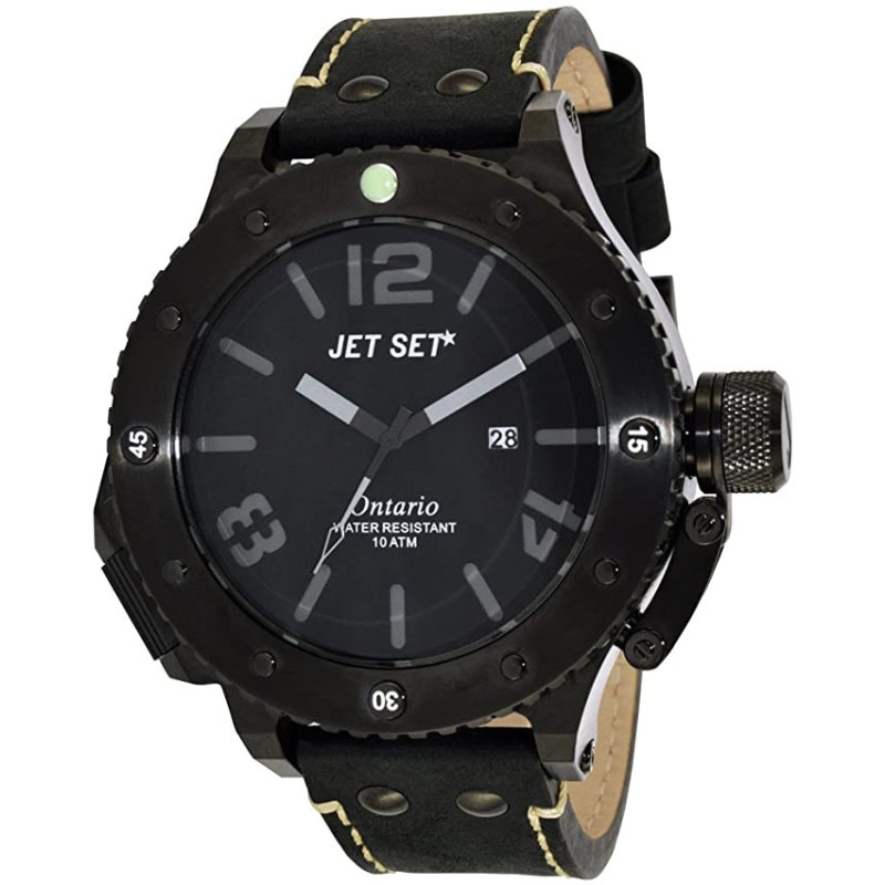 Montre homme cuir noir dateur JET SET Ontario J3610B-267