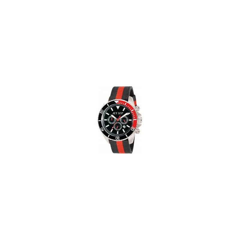 Montre homme tissu bicolore noir-rouge JET SET J21203-11